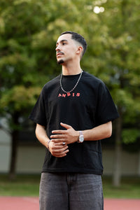 t-shirt oversize noir Ambis avec le logo Ambis à l'avant