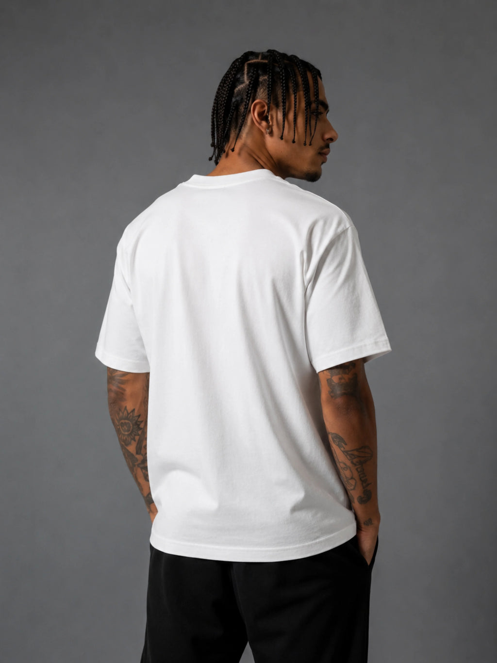 T-shirt oversize Ambis Love blanc avec dos vide